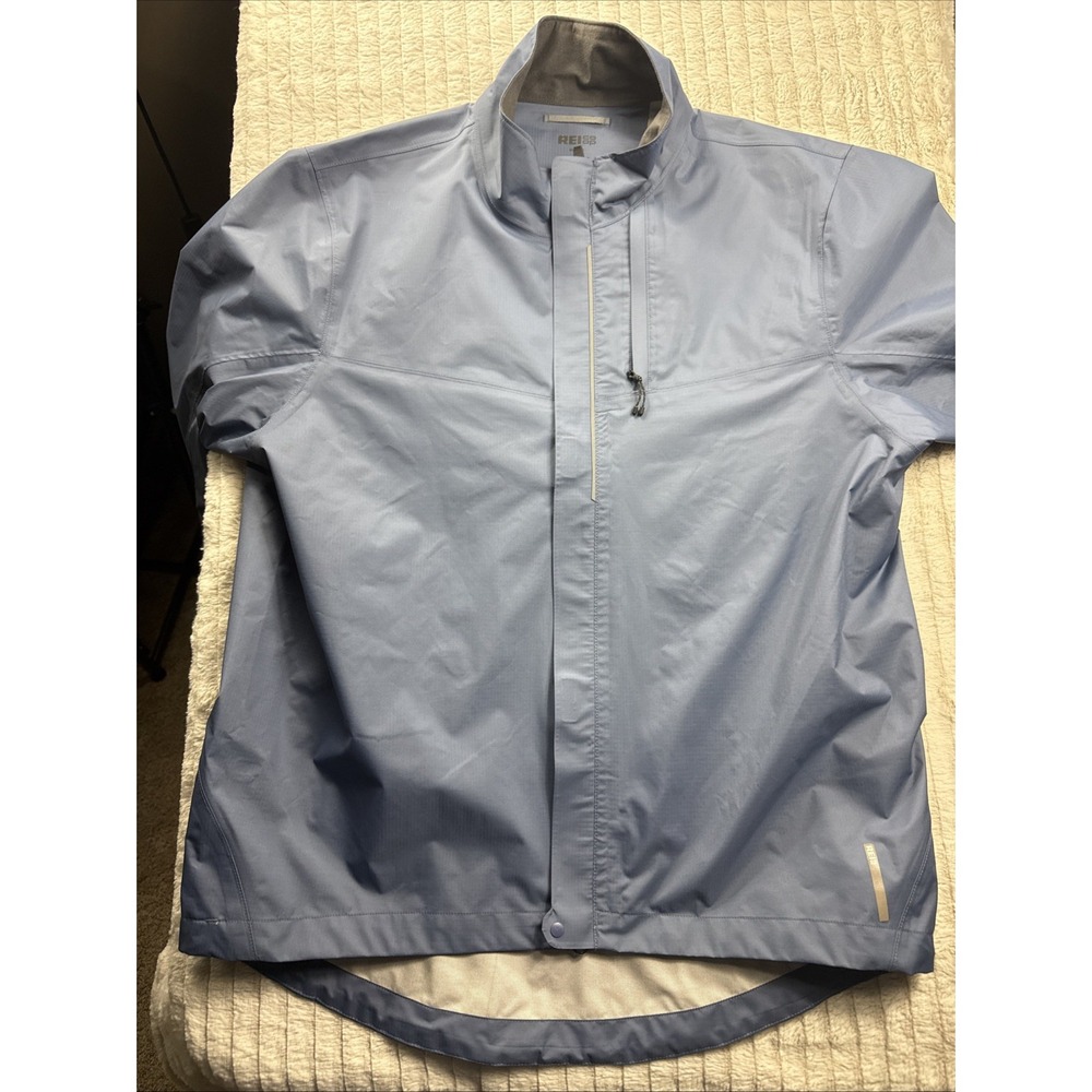 REI Co-Op Men Lightweight Cycling Rain Jacket Blue Large Waterproof NWOT New